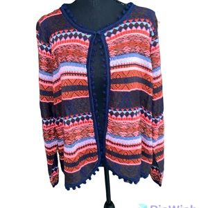 Together Vintage Knit Cardigan  Pom Pom Sweater